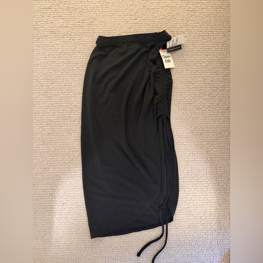 Open Edit Black Midi Skirt